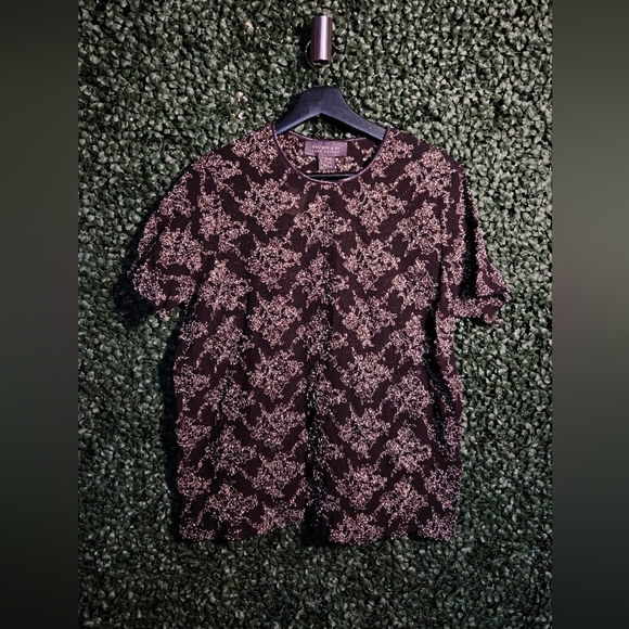 Lane Bryant Tops - Lane Bryant Brown And Shimmer Sheer Shirt